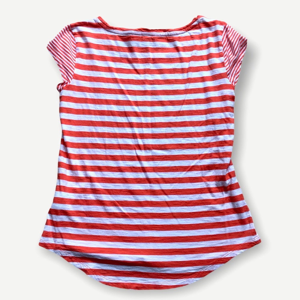 Land’s End Striped Orange & White Tee Sz XS 2-4 - Picture 4 of 5